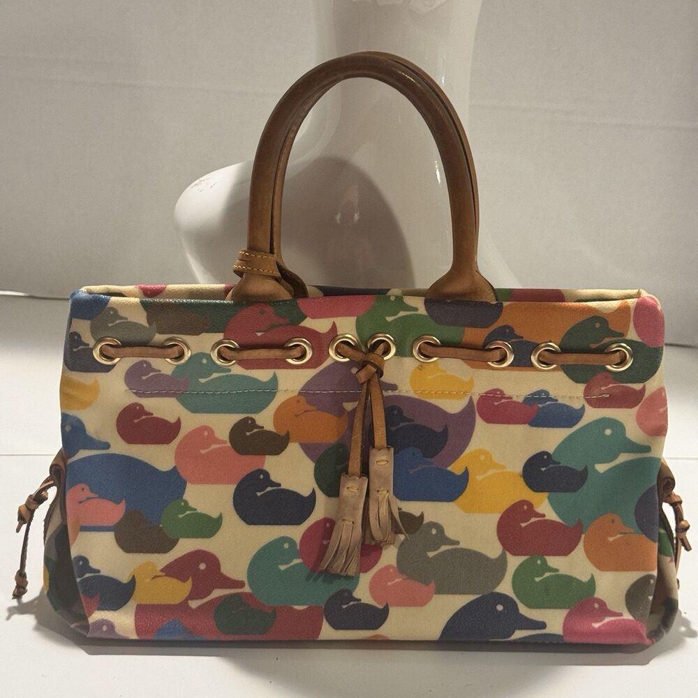 Vtg Dooney and Bourke Wonder Duck Tassle Tote Bag Purse Rare Y2K
